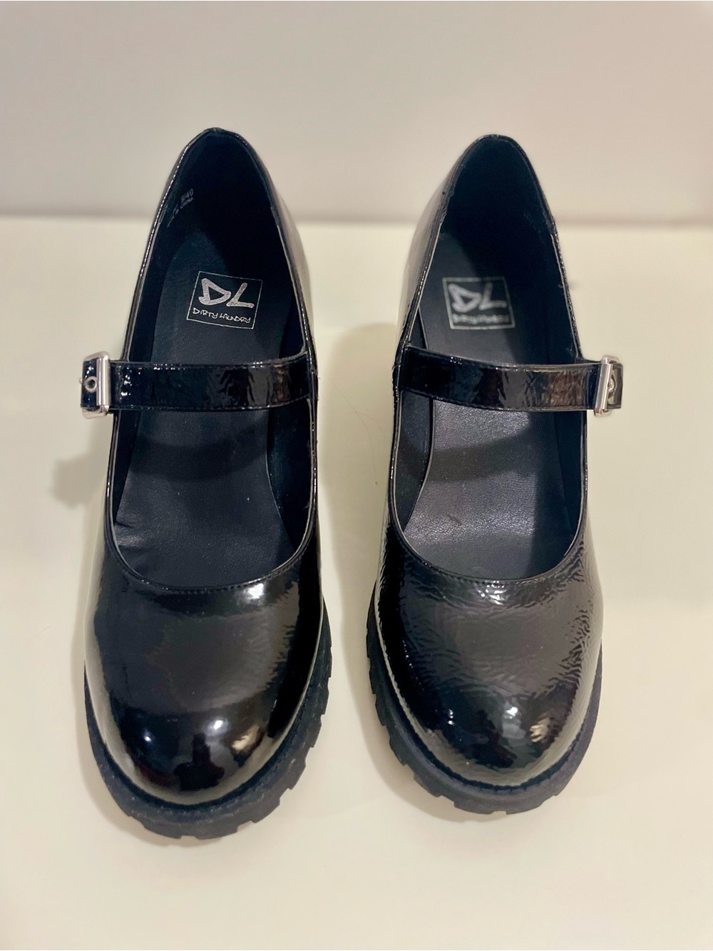 Dirty Laundry Black Patent Mary Jane Chunky Shoes Size 9